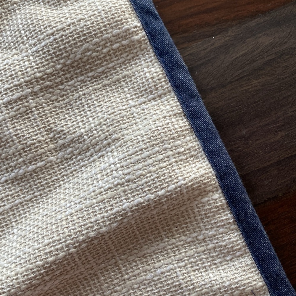Max Studio Cream and Blue Textured Fabric Pillow Cover - Picture 2 of 5